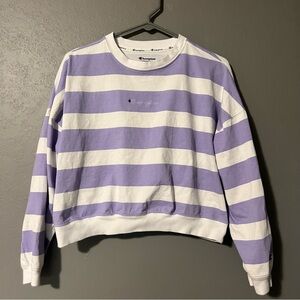Purple and white stripped champion shirt